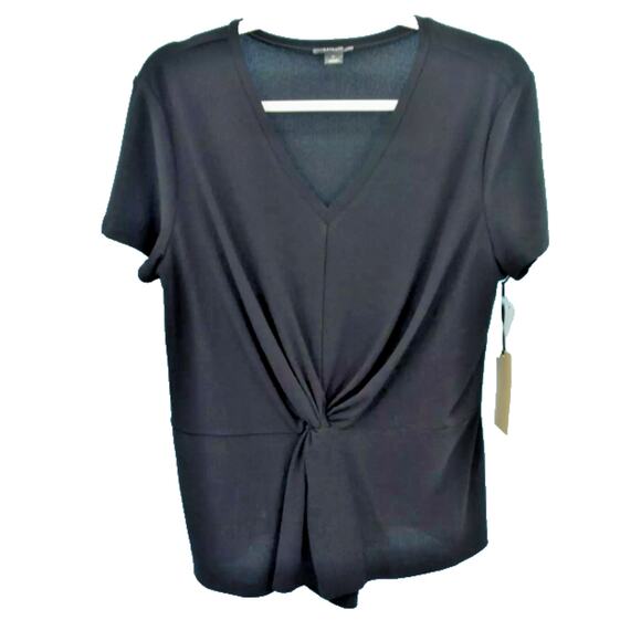 Halogen Womens Black Short Sleeve Twist Front Peplum Shirt Plus Size XXL new - Picture 1 of 4